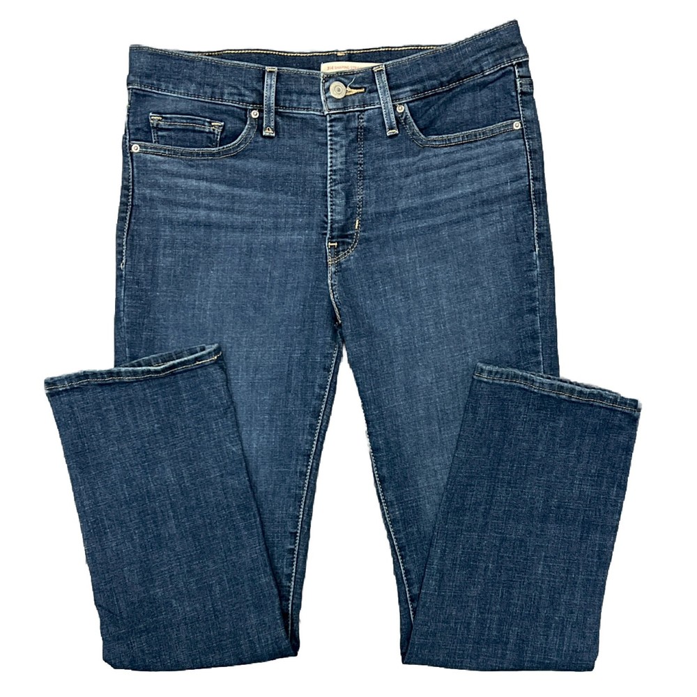 Levi's 314 Shaping Straight Jeans Hypersoft 29x28 Dark Wash Mid Rise Pre-Owned